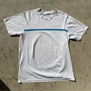 Lululemon Green Blue Striped Athletic White Shirt Men’s Size Large